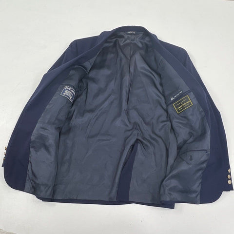 Vintage 80s Burberrys Navy Wool Blazer Gold Button Sport Coat Jacket Sz 42R