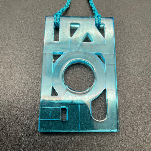 Vintage Lalique Blue Art Deco Letter Crystal Pendant Necklace Signed France