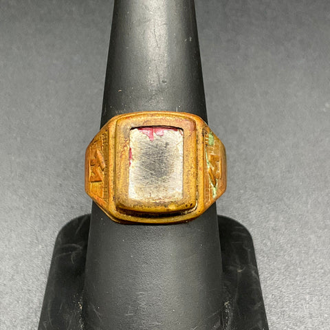 Vintage 1940s Tom Mix Ralston Straight Shooters Brass Look Around Mirror Ring