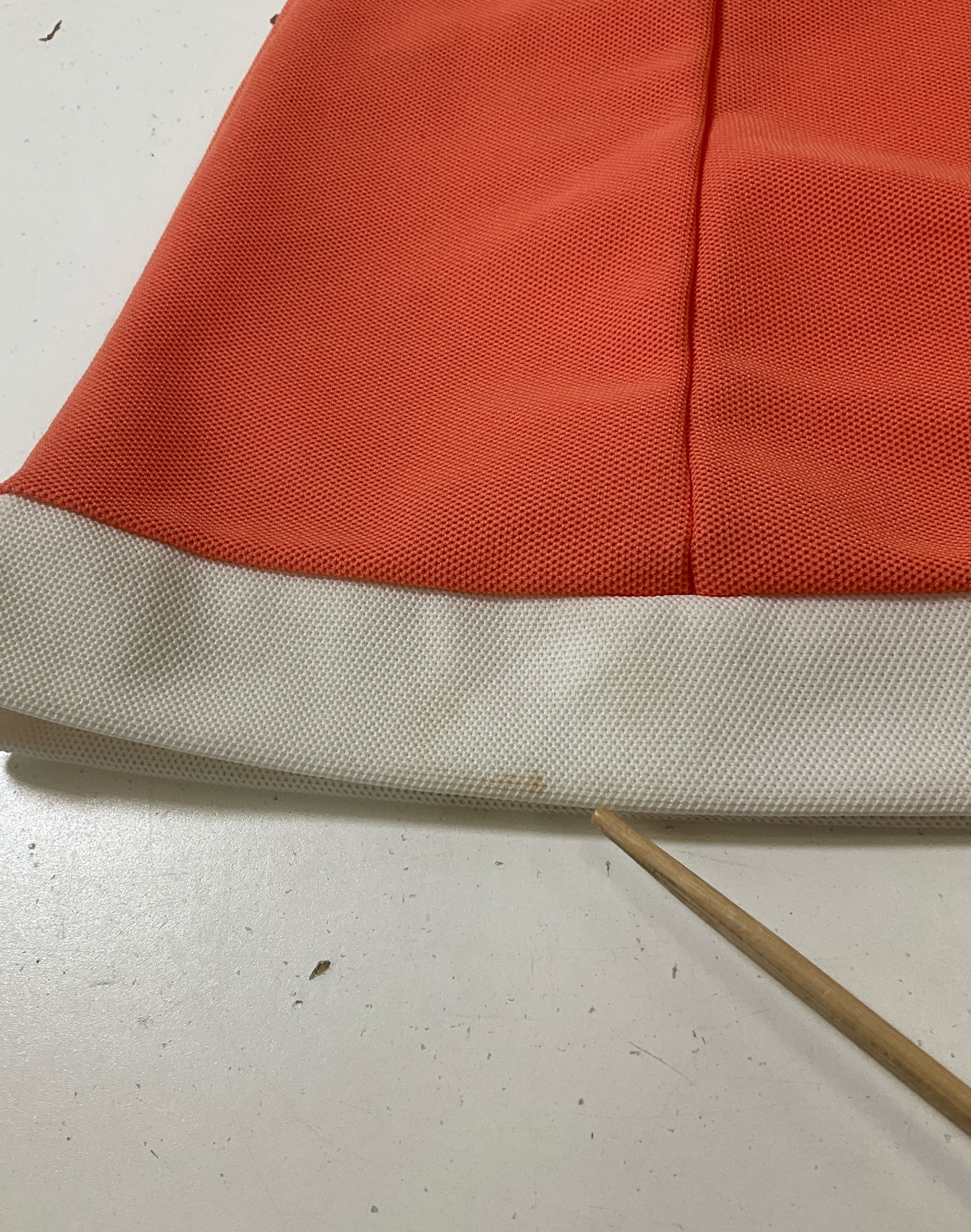 Vintage Girl's Orange Puff Sleeve Polyester Dress White Ruffle Trim Sz 28 Chest