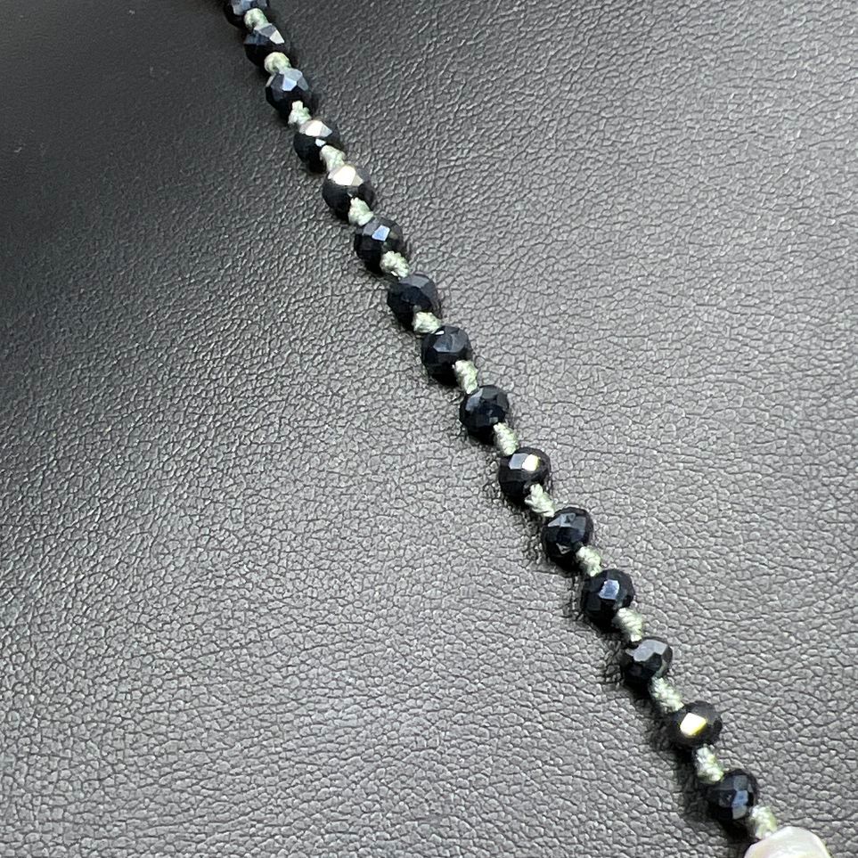 Zacasha Pearl Green tassel Multifaceted Beaded Necklace