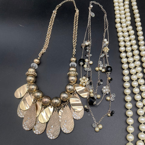 Chico's White House Black Market Faux Pearl Statement Necklace Jewelry Lot of 7