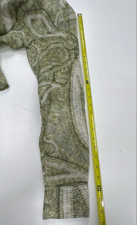 Fradi Men's Green Paisley Linen Long Sleeve Button Up Shirt Italy Sz 16.5