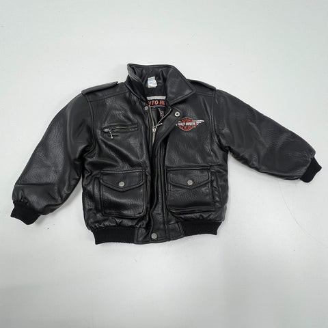 Vintage 90s Harley-Davidson Kids Born To Ride Faux Leather Bomber Jacket Sz 6