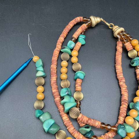 Vintage Carolyn Tanner Multi-Strand Jewelry Lot of 2 Faux Pearl Turquoise