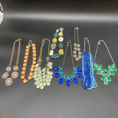 J.Crew Statement Necklace Lot of 8 Gold Tone Beaded Bib Floral Stone Jewelry