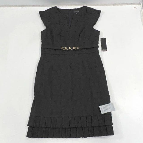 Adriana Papell NWT Textured Chain Belt Cocktail Dress Ruffle Hem Sz 12