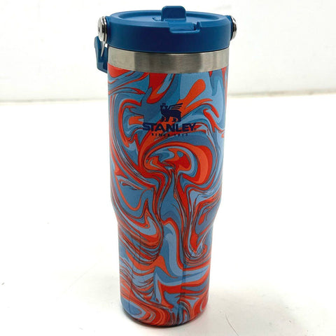 Stanley IceFlow Flip Straw Tumbler 30oz Stainless Steel Blue Orange Swirl