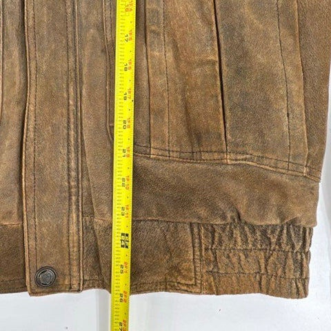 Vintage 90s Adventure Bound Suede Leather Distressed Bomber Jacket Sz L