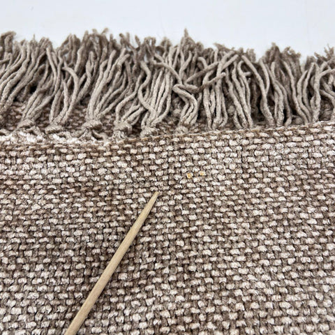 Pottery Barn Chenille Throw Blanket Taupe Textured Rayon Cotton Fringe 50x60