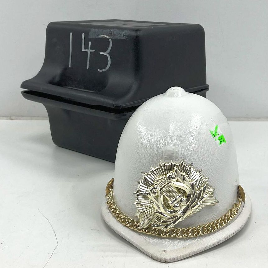 Fruhauf Marching Band Helmet North Kansas City HS Size 7 1/2 with Case White