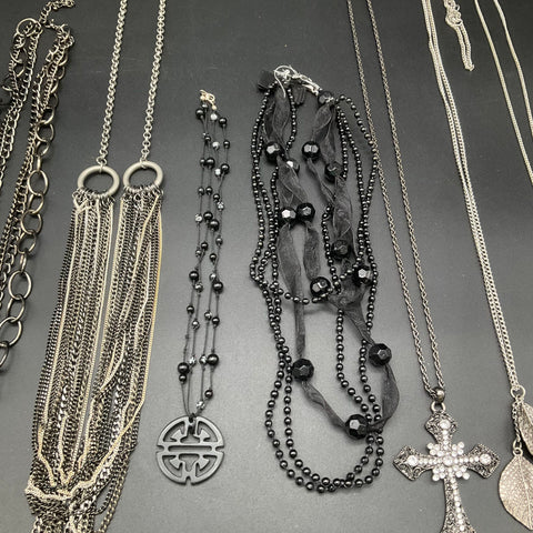 Statement Costume Jewelry Lot 10 Necklaces Starfish Cross Rhinestone Beaded