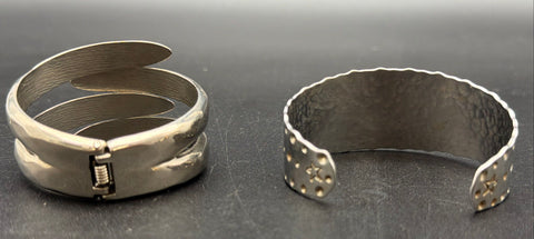 Vintage Goldette Silver Tone Bracelet Lot of 4 Cuffs Bangles Hinged Mesh