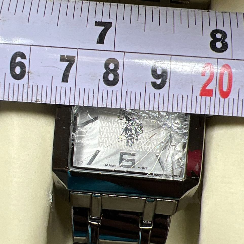 US Polo Association USC80118 Silver tone Watch in Box Cracked Crystal Ticking