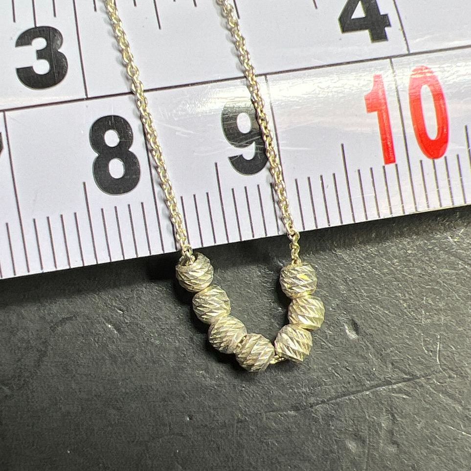 925 Sterling Silver Textured Beaded Chain Necklace 1.35g