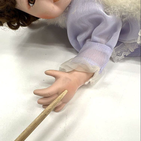 Goldenvale Artists Porcelain Angel Doll 2000 Purple Outfit Wings 16" Pillow