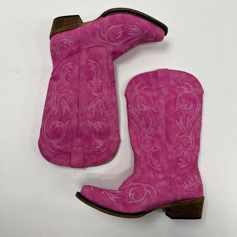 Roper Womens Pink Faux Suede Western Cowboy Boots Square Toe Size 7.5 NWT