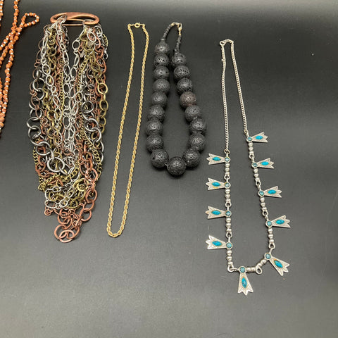 Vintage to Modern Costume Necklace Lot of 6 Southwestern Multi Chain Beaded