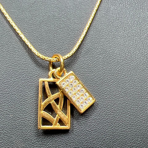 Brighton Gold Tone Rectangle Rhinestone Pendants Necklace
