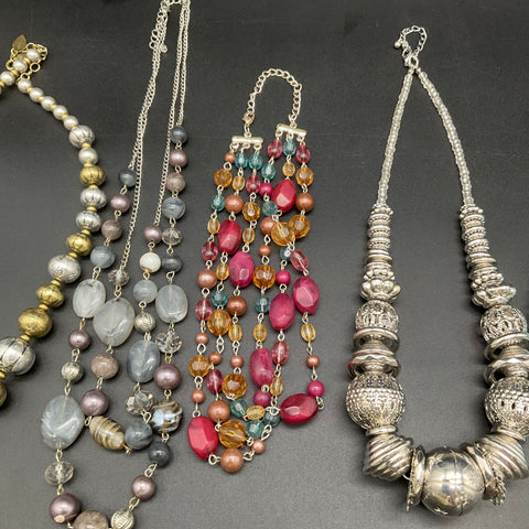 Fashion Costume Jewelry Necklace Lot of 8 Beaded Statement Multi-strand Styles