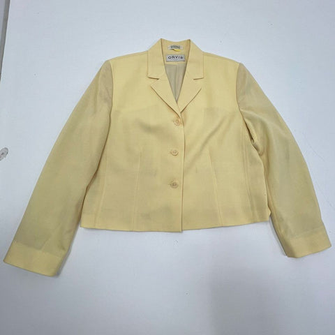 Orvis Women's Vintage 90s Yellow Wool Blend Blazer Jacket Size Large