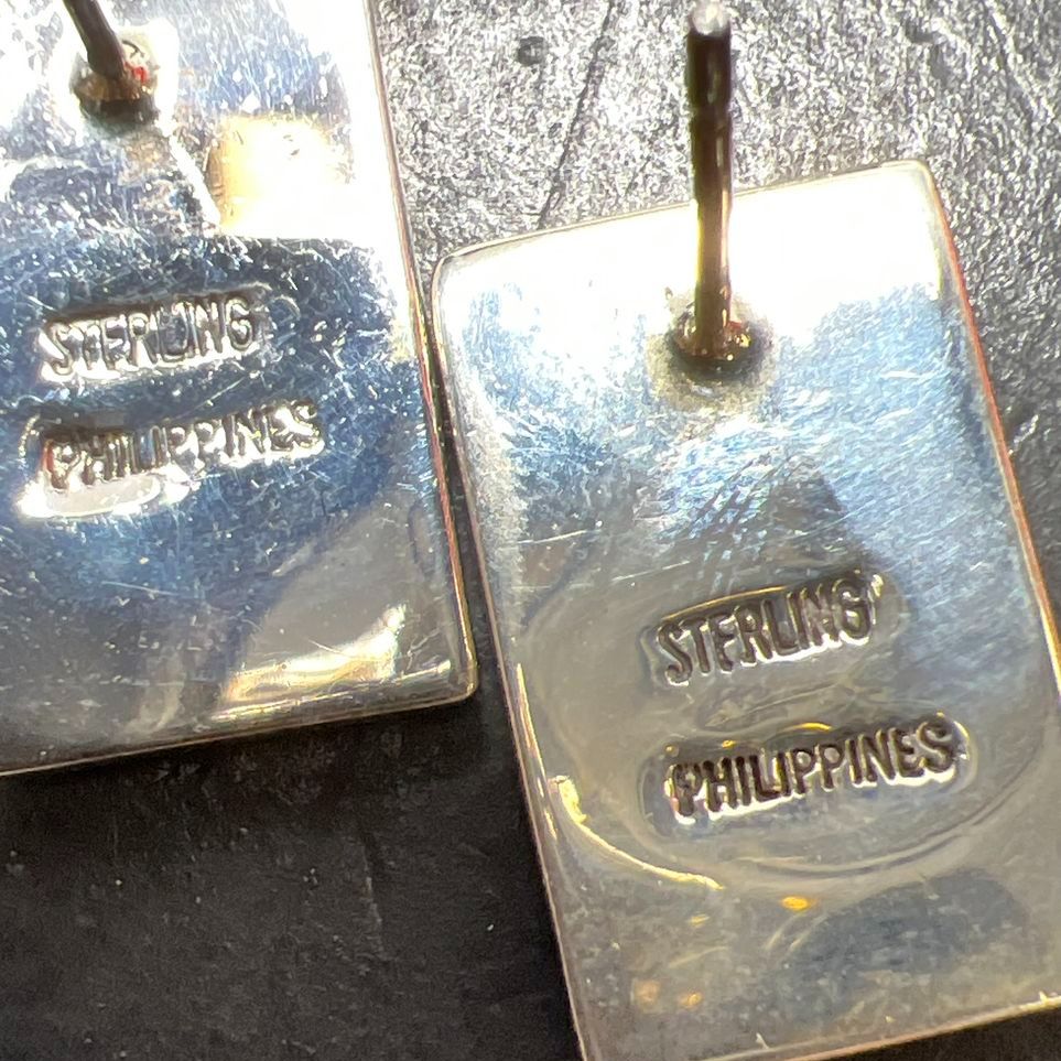 Sterling Silver Rectangle Mohave Turquoise Earrings 4.91g
