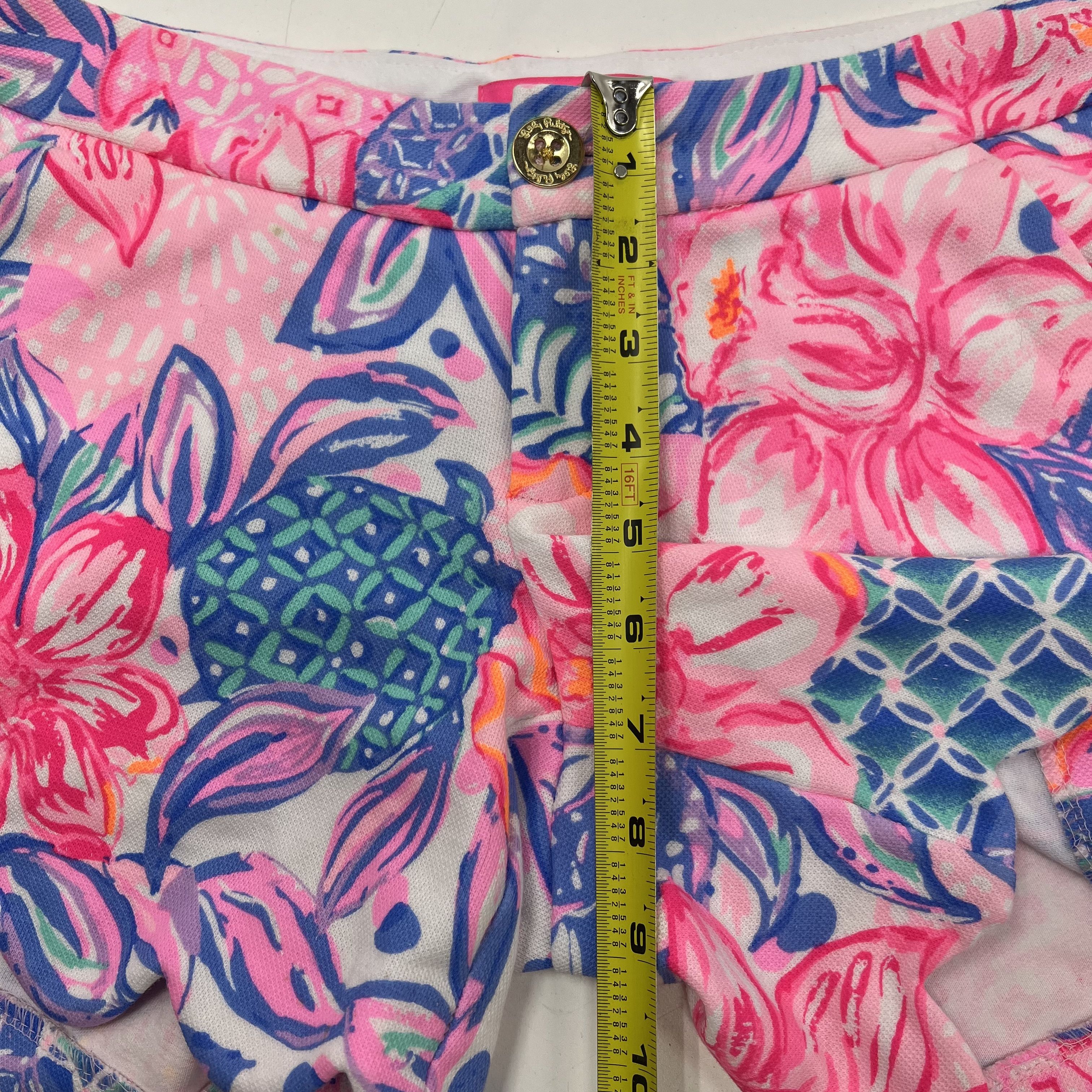 Lilly Pulitzer Buttercup Scalloped Shorts Floral Pineapple Women's Size 00