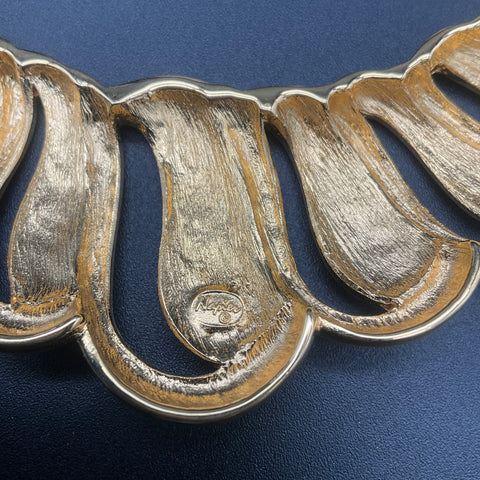 Vintage Napier Gold Tone Peach Enamel Omega Choker Necklace 16" Signed NWT