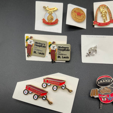 Vintage Shriner Masonic Jewelry Lot 20pc Pins Belt Buckles Tangier Moolah Ararat