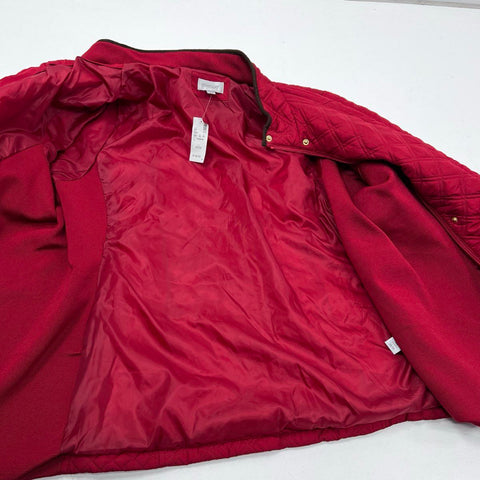 Avenue Women's Red Diamond Quilted Full Zip Mock Neck Jacket Sz 26/28 NWT