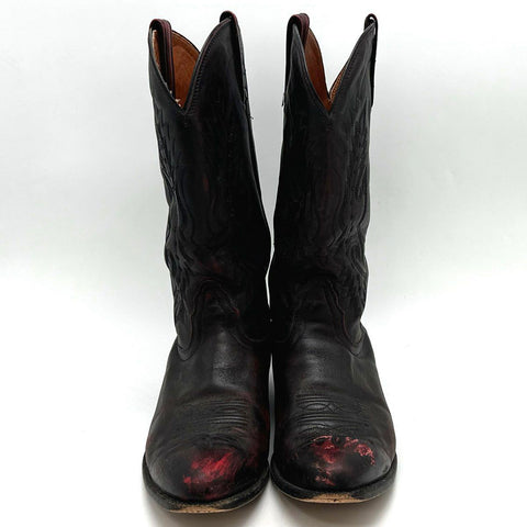 Nocona Black Red Rub Off Leather Western Cowboy Boots Men's Size 10.5 EE