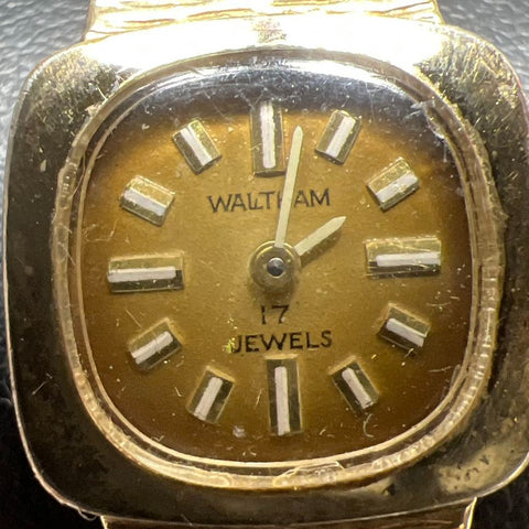 Vintage Waltham Gold Plate Analog Wristwatch Ticking