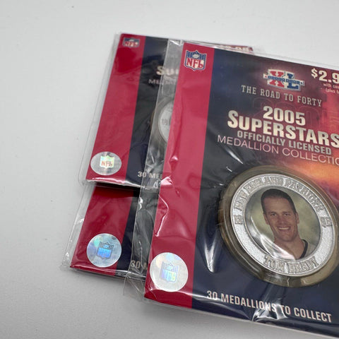 NFL Football Medallion Lot 2005 Superstars Brady Manning Favre 3 Coins New