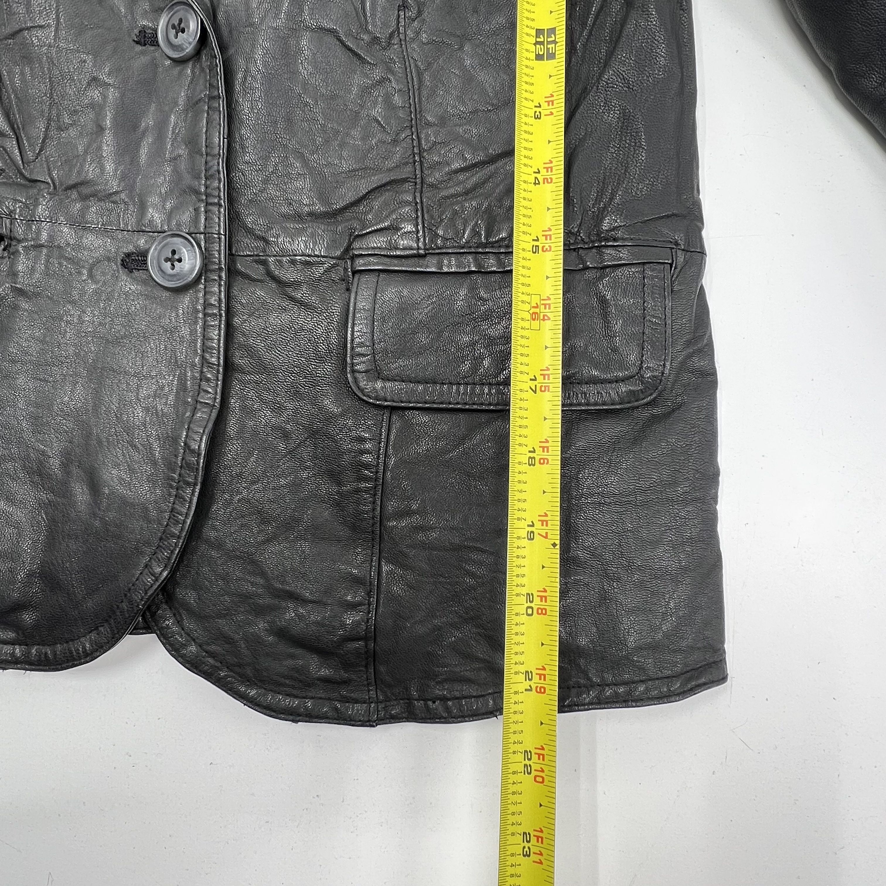 Vintage Y2K Old Navy Black Leather Blazer Floral Lined Jacket Womens M
