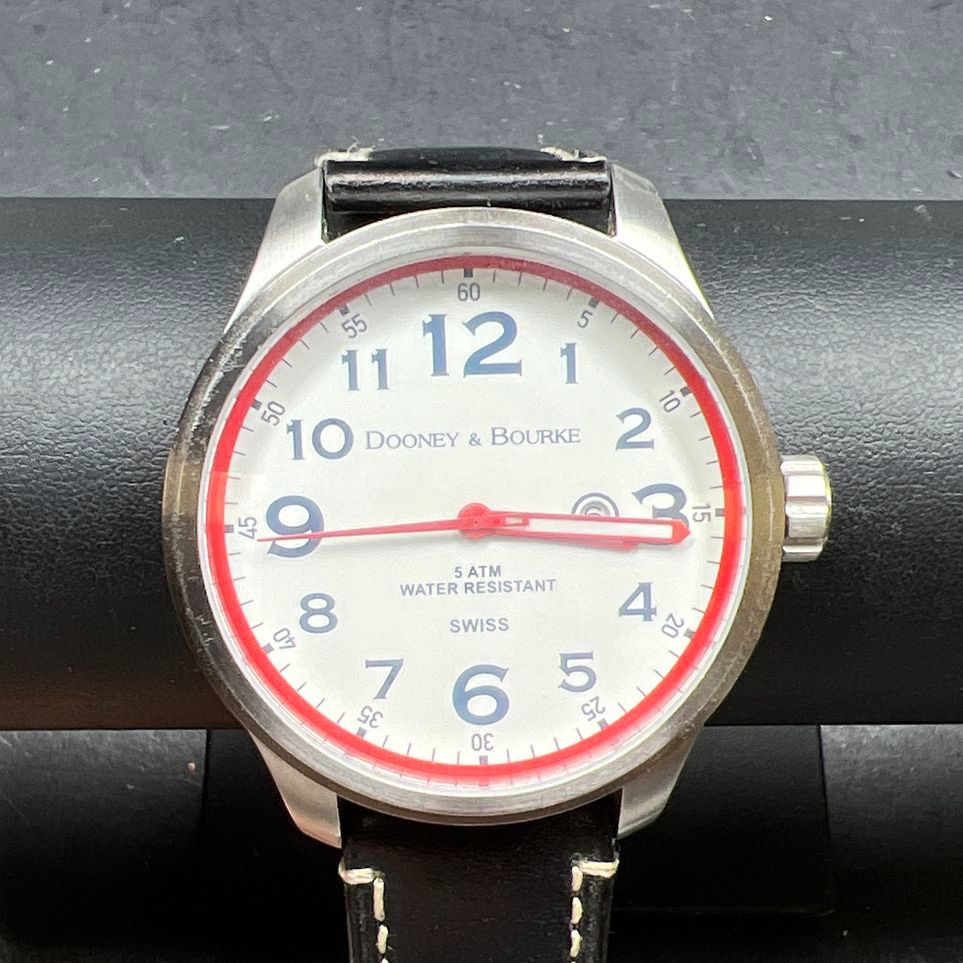 Dooney & Bourke Mariner Black Leather Band Wristwatch New Battery