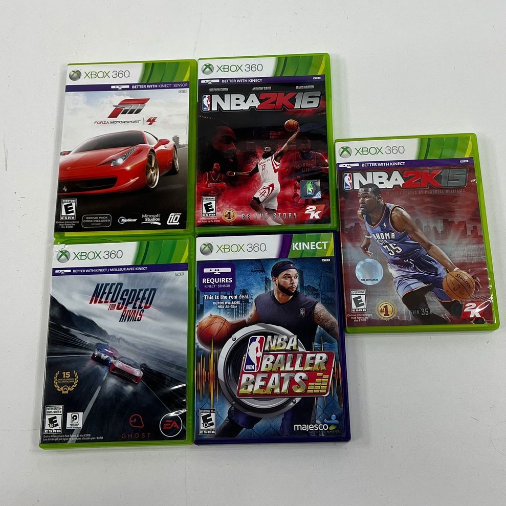 Microsoft Xbox 360 Kinect Mixed Games Lot in Cases UNTESTED NFS Forza4 NBA2K16