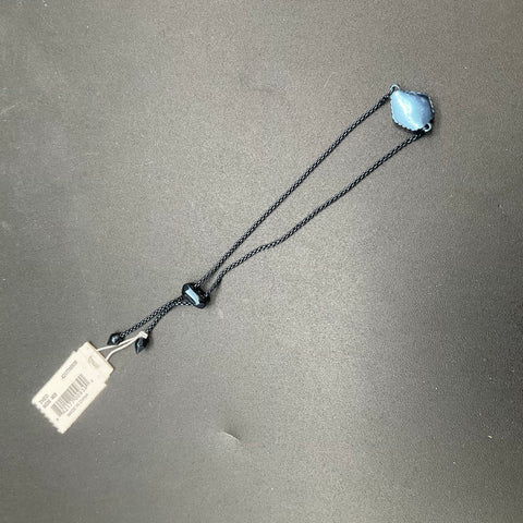 Kendra Scott Gunmetal Blue Druzy Theo Adjustable Slider Bracelet NWT