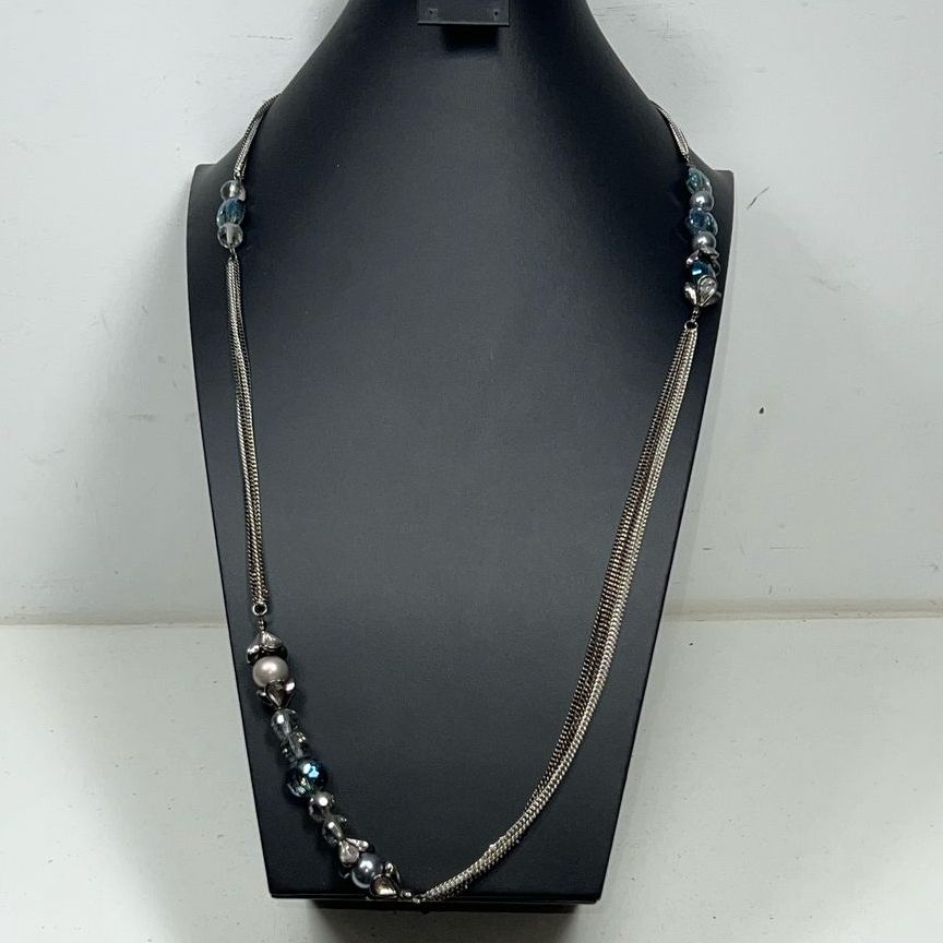 Simply Vera Wang Blue & Grey Multifaceted Faux Pearl Beaded Necklace