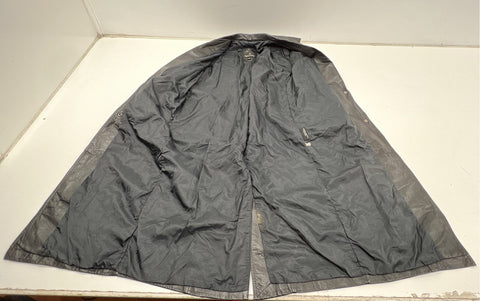 Vintage 90s Bermans Black Leather Long Trench Duster Coat Made in Korea Sz M