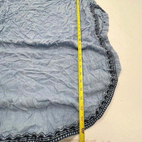 NWT Muche et Muchette Embroidered Trim Boho Crinkle Tunic Dress Blue Sz O/S