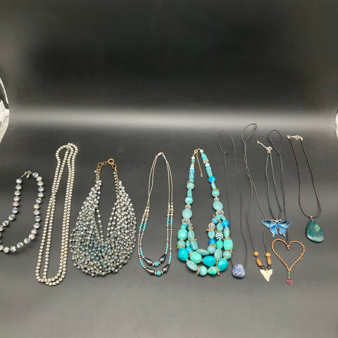 Vintage to Modern Costume Jewelry Lot of 10 Necklaces Beaded Turquoise Style