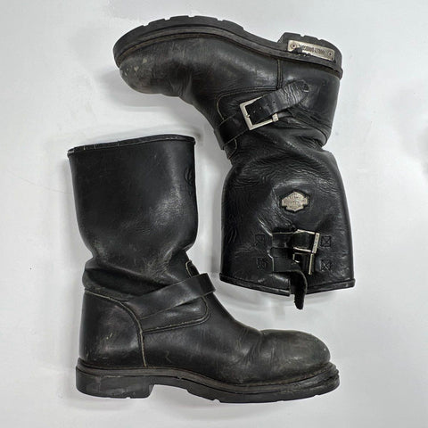 Harley Davidson Black Leather Biker Engineer Boots See Measurements