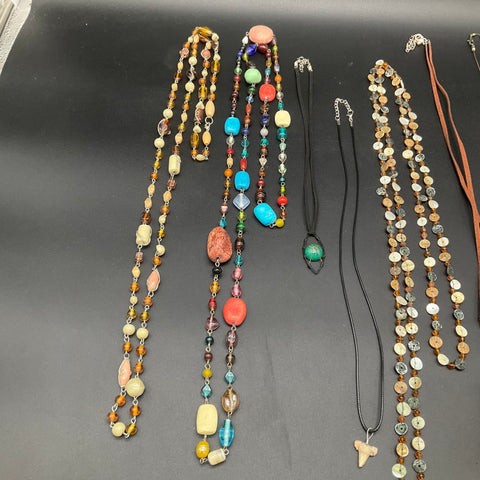Boho Mixed Jewelry Lot 10 Necklaces Southwestern Tribal Faux Turquoise Fringe