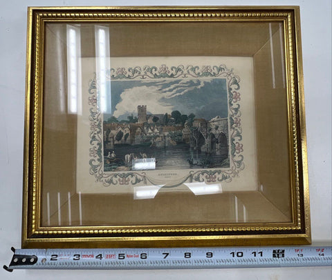 William Tombleson Pair Hand Colored Steel Engravings Hampton Court & Aylesford