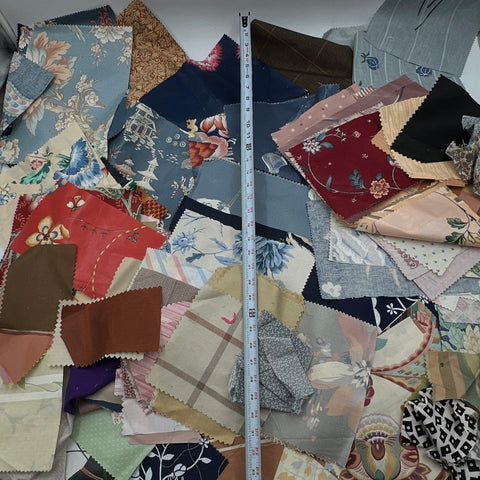 Vintage Cotton Quilt Squares Large Lot Mixed Floral Plaid Geometric Patterns