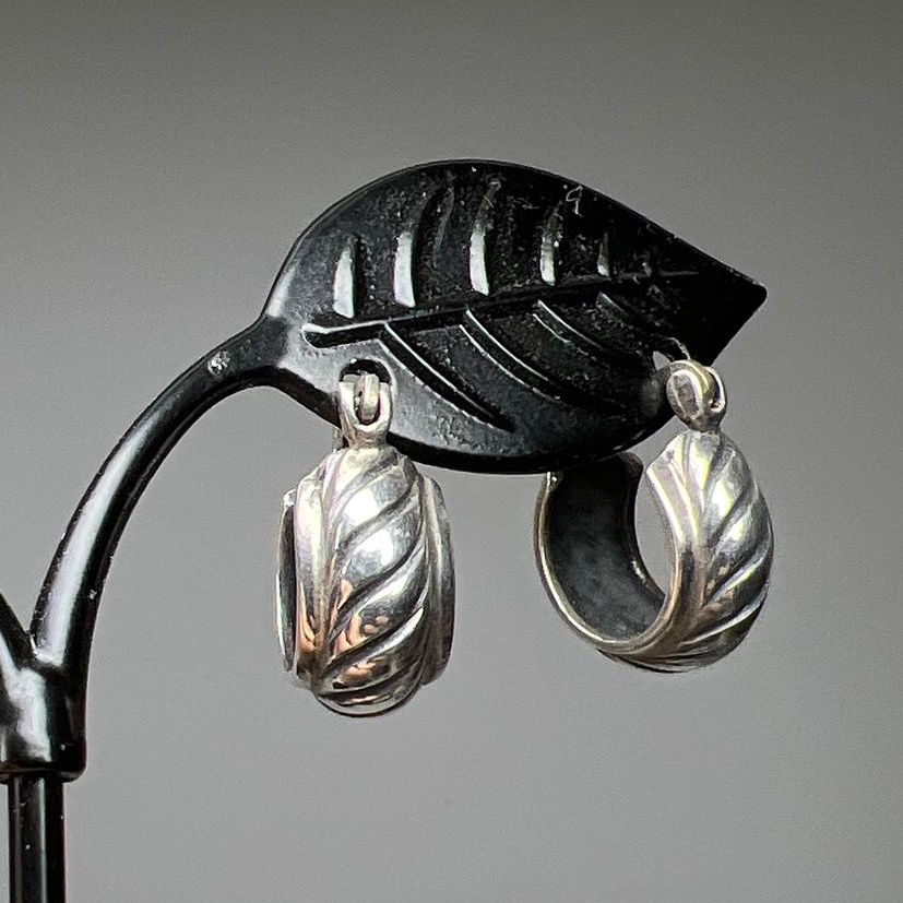 Sterling Silver Engraved Hoop Earrings 5 grams