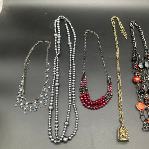 Costume Jewelry Lot of 7 Statement Necklaces Beaded Multi Strand Pendants
