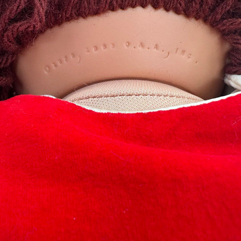 Cabbage Patch Kids Doll Coleco Vintage Brown Yarn Hair Red Suit 17 Inch