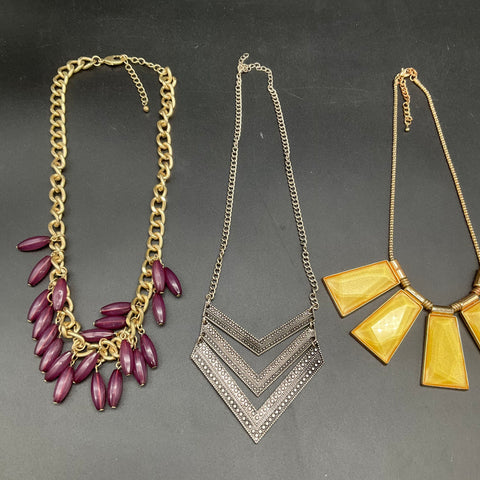 Statement Necklace Costume Jewelry Lot 5 PC Geometric Bib Boho Beaded Styles