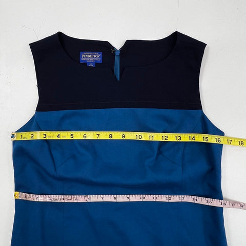 Pendleton Women's Blue Colorblock Virgin Wool Sheath Dress Made in USA Sz 4P